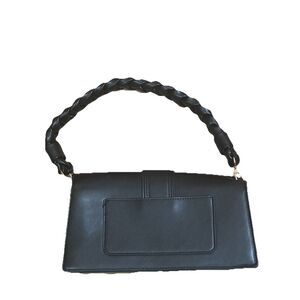Moda Luxe Braided Leather Strap Boho Shoulder Bag Black Handbag‎ Purse NWOT